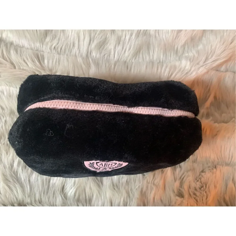 Anastasia Beverly Hills Black Faux Fur Cosmetic Makeup Bag